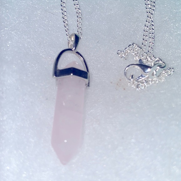 Boho hippie Rose Quartz Sterling Silver 18” Necklace - Picture 4 of 6
